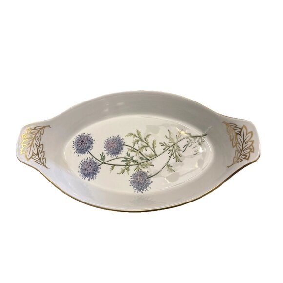 Spode Stafford Flowers Floral Gilia Oval Casserole Soufflé Dish Gold Trim - Picture 1 of 4